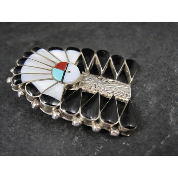 Southwestern Inlay Sunface Headdress Pendant Brooch - Picture 5 of 10